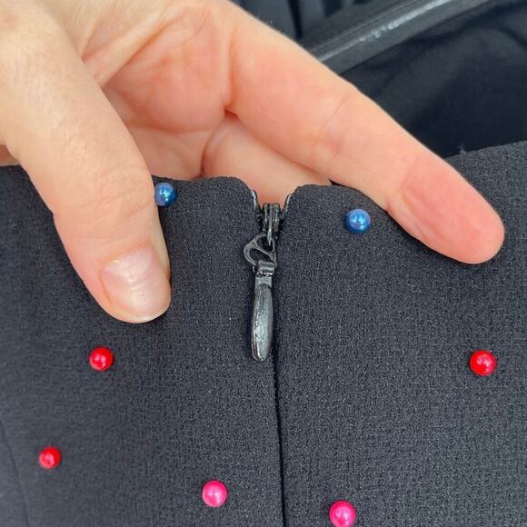 Rebecca Vallance Black Pollock Pearl Embellished Strapless Mini Dress size US 6 - Picture 7 of 11